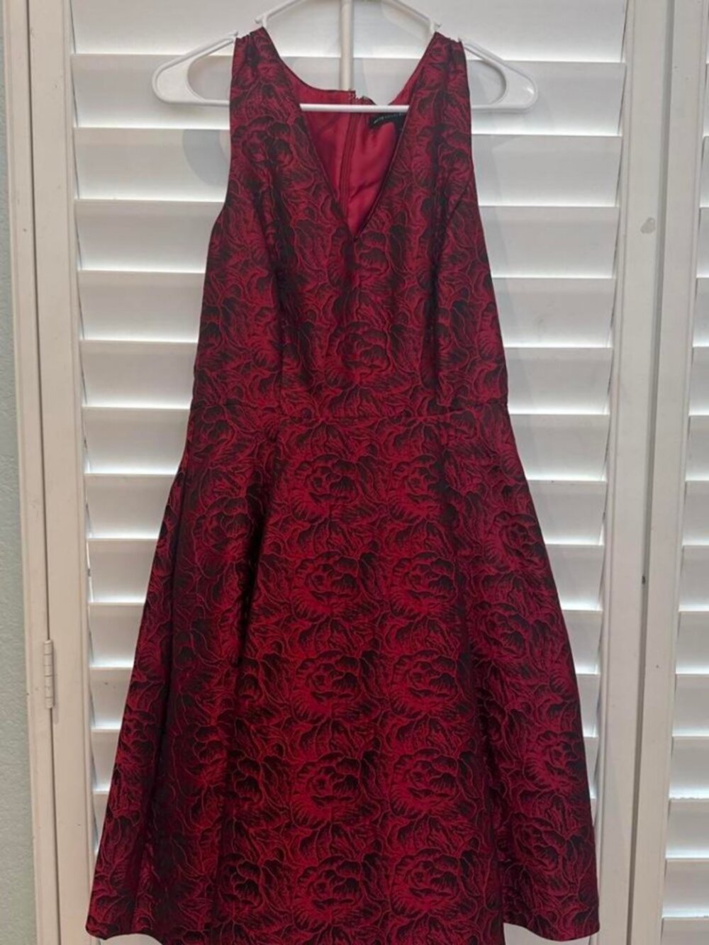 White House Black Market Women's Red and Burgundy Dress